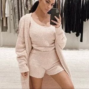 SKIMS Cozy Knit Pajama Set in Light Pink